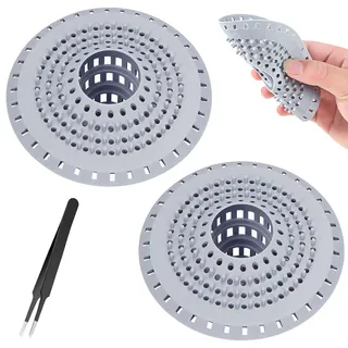 Abflusssieb 2 Stück - Silikon Haarsieb Dusche mit Saugnapf, Universelles Duschsieb als Silikon Küchehaarfänger Dusche für Badewanne, Waschbecken & Küche, Verstopfungsschutz gegen Haare & Gerüche