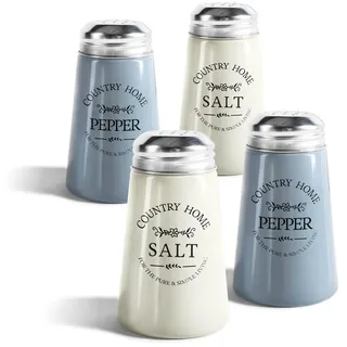 com-four® 4x Gewürzstreuer aus farbigem Glas - Salz- und Pfefferstreuer im altenglischen Landhausstil - Würzschüttler optimal für grobes Salz - Küchenzubehör Country-/Western-Style (4-teilig - Glas)