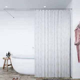 Croydex Gold Dotty Textil-Duschvorhang, wasserabweisend, Hygiene 'N' Clean, 12 Ösen