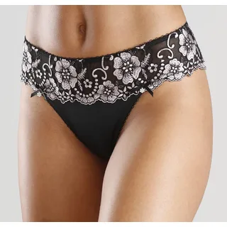 String LASCANA "Wanda Dessous", Damen, Gr. 48/50, rosa (schwarz, rose), Microtouch, Obermaterial: 80% Polyamid, 12% Polyester, 8% Elasthan, Unterhosen String, mit Stickerei Spitze in blumiger Optik, als Dessous-Set kombinierbar