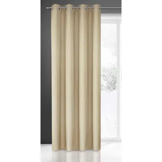 Eurofirany Rita Vorhang Gardine Glatt Schlicht Einfarbig-8 Ösen Modern Schlafzimmer Wohnzimmer Lounge Kinderzimmer 1 Stück Einzeln, Polyester, Beige, 250.00 x 140.00 cms