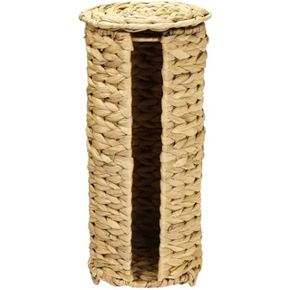 HMF Toilettenpapier Aufbewahrung geflochten aus nachhaltiger Wasserhyazinthe, Klopapierhalter stehend | 3 WC Rollen | 35,5 x 17 cm
