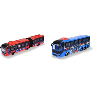 Dickie Toys - Lenkbarer Spielzeug-Bus: Volvo rot (40 cm) & Man blau (26,5 cm) für Kinder ab 3 Jahren