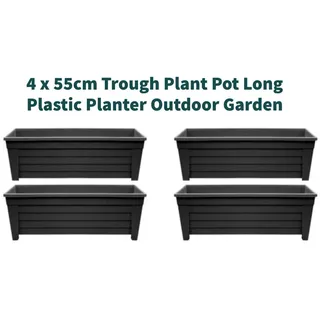 Trog Blumentopf Lang Plastik Pflanzgefäß Außen Garten 55cm 4pk