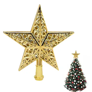 BOOSHMall Weihnachtsbaumspitze Stern, Christbaumspitze Glitzernde, Spitze für Weihnachtsbaum, Tree Topper, Weihnachtsstern bruchsicher für allgemeine Größe Baumspitze, Gold
