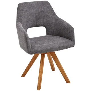 Voleo Armlehnstuhl , Anthrazit, Eichefarben , Holz, Textil , Wildeiche , massiv , eckig , 57x84x57 cm , Stoffauswahl, Sitzfläche 180° drehbar, automatische Rückholfunktion , Esszimmer, Stühle, Polsterstühle