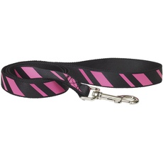 CHAPUIS SELLERIE SLA434 Hundeleine - Nylongurt seidig glänzend schwarz/rosa gestreift - Breite 25 mm - Länge 1,20 m - Größe L