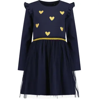 Blue Seven Tüllkleid Baumwollmischung, Glitzerdruck, nachtblau herzchen