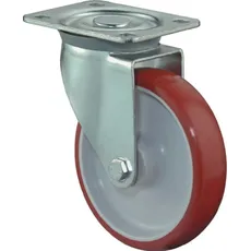 Bild von Lenkrolle D.100mm Trgf.125kg PU Platte L104xB80mm Farbe Rl.rot BS ROLLEN