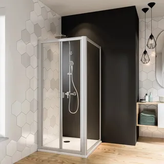 Breuer Fara 4 Falttür links 80 x 185 cm 800x1850 mm silber Klarglas