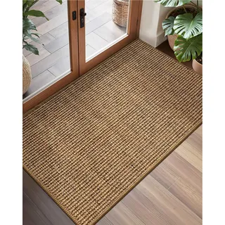 COLOR&GEOMETRY Handgewebte Jute Fußmatte - rutschfeste Schmutzfangmatte für stark frequentierte Eingänge, Natürliche & langlebige Eintrittsmatte im Landhaus-Design Sisal Braun 90x150cm
