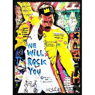 KUSTOM ART Dekoratives Poster für die Wand, große Rockstars, Musik, Freddy Mercury, Pop-Art, Kunstdruck auf beschichtetem Papier, 40 x 30 cm, ohne Rahmen