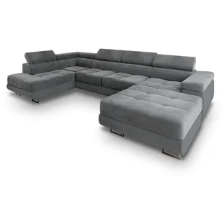 masseno Wohnlandschaft mit Schlaffunktion Casone , grau , Maße (cm): B: 345 H: 90