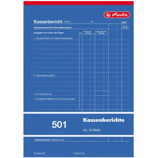 Herlitz Kassenberichtsblock A5 50 Blatt