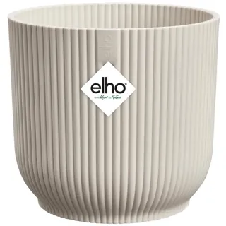 elho Vibes Fold Rund 16 Pflanzentopf - Blumentopf für Innen - 100% recyceltes Plastik - Ø 16.1 x H 14.8 cm - Weiß/Leinenweiß