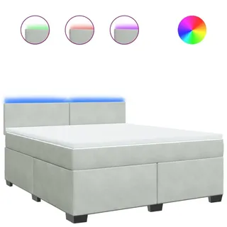 vidaXL Boxspringbett mit Matratze Hellgrau 180x200 cm Samt - Grau