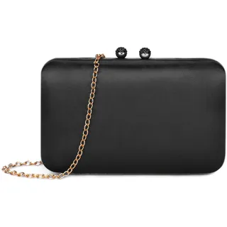 BAIGIO Elegante Damen Clutch Satin Abendtasche Vintage Handtasche Retro Brautasche Silk Smooth Umhängetasche Schwarz