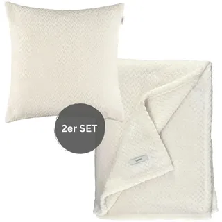 Esprit Wohndecke MIT Dekokissenhülle Comfy-2 , Weiß , Textil , 140x190 cm , Oeko-Tex® Standard 100 , Heimtextilien, Bettwäsche & Leintücher, Tagesdecken