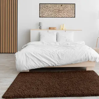 Vimoda Prime Shaggy Hochflor Langflor Teppich Einfarbig Modern Braun, Maße:100x200 cm