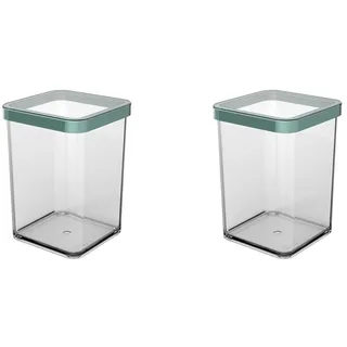 Rotho Loft Vorratsdose Deckel, Kunststoff (SAN) BPA-frei, türkis/transparent, 1l, (10 x 10 x 14,2 cm) (Packung mit 2)