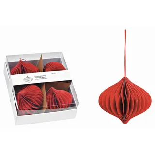 X-Mas Christbaumkugel-Set , Rot , Papier , 4-teilig , 8 cm Schubladen , Kugel , 17.0x8.0x17.0 cm , Dekoration, Weihnachtsdekoration, Christbaumschmuck, Christbaumkugeln