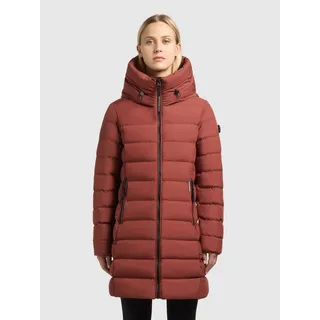 khujo Steppjacke "NEKAR" mit Kapuze mit Kapuze und Kordelzug, hochschließender Kragen, bequeme Passform, dunkelrot