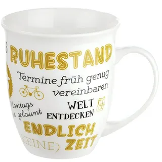 Gilde Porzellan Jumbo-Tasse mit Spruch zum Ruhestand,