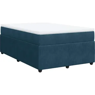 vidaXL Boxspringbett mit Matratze Dunkelblau 120x190 cm Samt - Blau