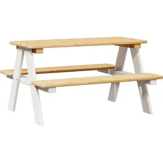 vidaXL Kindertisch mit Bänken IRUN Weiß 90x79,5x50 cm Massivholz - Weiß