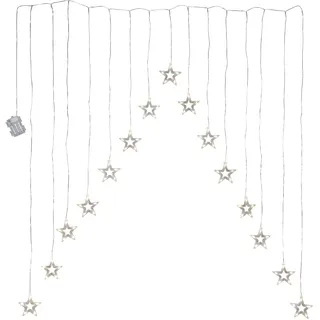 EGLO Lichterkette "Decystar, Lichtervorhang Wohnzimmer Schlafzimmer, 125 cm", schwarz, Flammen 15 Stk., Kabellänge 1,5m x Gesamtlänge 2,75m, Lichterketten, aus Stahl und Kunststoff, Weihnachtsbeleuchtung, batteriebetrieben, Lichterkette