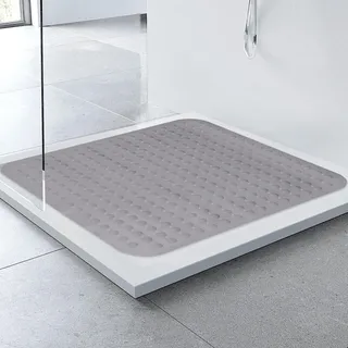 Duschmatte rutschfest 80x80, Duschmatte, rutschfest Duscheinlage mit Saugnäpfen, Antirutschmatte Dusche, PVC Shower Mat Non Slip (Grau)
