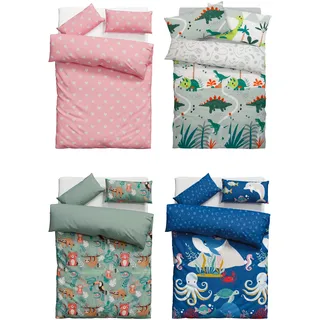 Lüttenhütt Kinderbettwäsche »CUDDLEE« 2 Stk. tlg. in vielen Designs: Dino,Einhorn,Weltraum,Baustelle,Herz,Trecker,Safari, blau