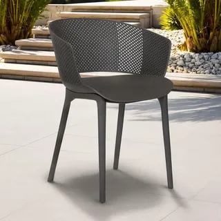 Idimex Gartenstühle Olindo 4Er-Set , Grau , Textil , Vintage , 43x81x47 cm , Gartenmöbel, Gartensessel, Gartenstühle