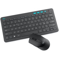 Rii RKM709 Wireless (ITALIENISCHES LAYOUT),Kabellose Tastatur und Maus-Set, geräuscharme und kompakte Multimedia-Tastatur mit einstellbarer Höhe, Maus mit einstellbarer Empfindlichkeit, USB-Empfänger