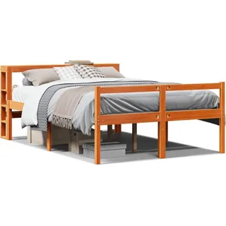 vidaXL Bettgestell mit Kopfteil ohne Matratze Wachsbraun 160x200 cm - Braun
