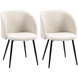 Homcom Esszimmerstuhl Polyester Cremeweiß 2er Set