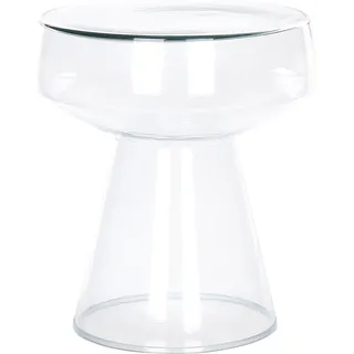 BELIANI Beistelltisch Transparent Glas Glänzend Hoch Rund 37 cm T-Form Pilzform Konisch Retro-Stil Couchtisch für Pflanzen Wohnzimmer Ausstattung - Transparent