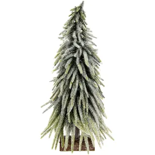 I.GE.A. Dekobaum »Weihnachtsdeko, Weihnachtsbaum«, Künstlicher mini Tannenbaum geeist auf Holzsockel 32 cm, grün