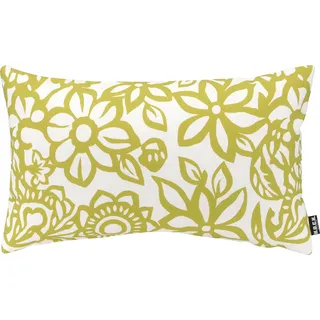 Dekokissen H.O.C.K. "Paloma", grün (grün, geblümt), B:30cm H:10cm L:50cm, Polyacryl, Dekokissen_Sitzkissen_Kissenhüllen, Dekokissen, Kissenhülle mit Füllung, 1 Stück, in Blumen-Optik