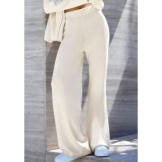 Strickhose COPENHAGEN STUDIOS, Damen, Gr. 40/42, N-Gr, creme, Rippstrick, Obermaterial: 50% Viskose, 28% Polyester, 22% Nylon, unifarben, bequem lang, Hosen Strickhose, aus hochwertigem Rippstrick, Loungewear, Topseller