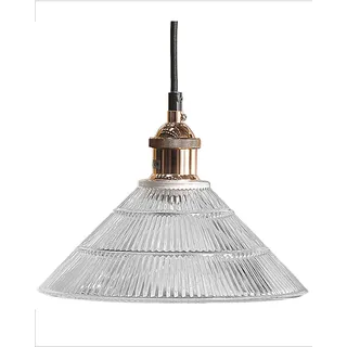 BELIANI Hängeleuchte Kupfer Metall mit Schirm aus Glas in Rillen-Optik Trichterform Industrie Design - Kupfer, Transparent