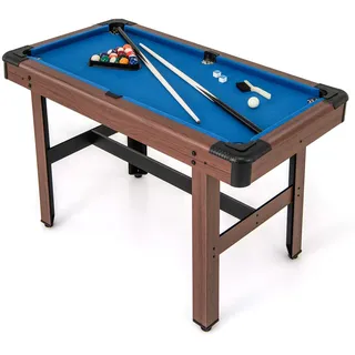 FANTASK Billardtisch, Billlard Tisch aus Holz mit Zubehör, Pooltisch mit 2 Queues, 2 Kreiden & Dreieck & Bürste, Tischbillard Billard-Spiel für Kinder & Erwachsene, 122 x 61 x 76cm