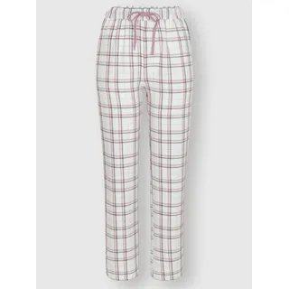 Pyjamahose WÄSCHEPUR, Damen, Gr. 44/46, Normalgrößen, beige (ecru, mauve, kariert), 100% Baumwolle, unifarben, Hosen Pyjamahose