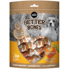 BetterBones – weicher Kausnack für Hunde, ohne Rohhaut, umwickelte Knochen mit Hühnchen, Rosmarin und Thymian, 7,5cm, 24er Pack