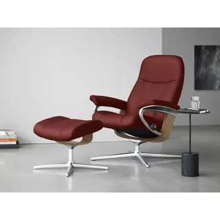Stressless Relaxsessel "Consul" mit Cross Base, Größe S, M & L, Holzakzent Eiche, in 2 Bezugsqualitäten lieferbar, cherry paloma