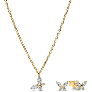 Pandora Damen-Schmuckset Kette und Ohrringe Schmetterling Goldfarben