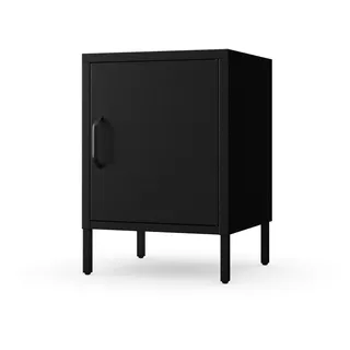 Jan Nowak Nachttisch Industrial - MIA | Nachtschrank Glitzernd mit Tür für Schlafzimmer, Kinderzimmer | Stahlschrank Abschliessbar, Nachtkasten Klein | Loft Stil | 42,4 x 59,5 x 40 cm | Schwarz