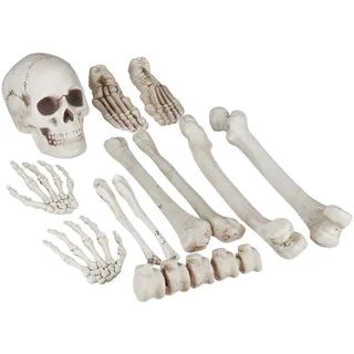 Relaxdays Dekoknochen 12 TLG Set Halloween Deko Weiß