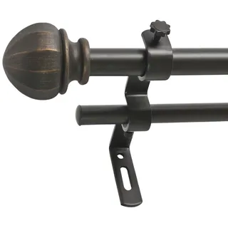 Decopolitan Facet Ball Doppel-Gardinenstangen-Set, 5/8 Zoll, 66 bis 122 cm, Vintage Bronze