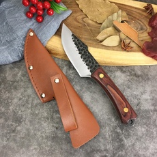 Omesio Handgeschmiedetes Küchenmesser 5 Zoll mit Messerschärfer Kleines Outdoor Outdoor Messer Feste Klinge Full Tang Kleines Bushcraft Messer